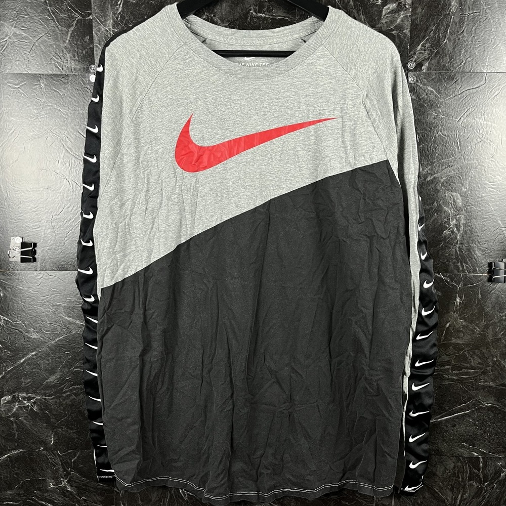 Nike Men's Grey Center Swoosh Sleeve Shirt XL